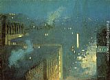 Julian Alden Weir Canvas Paintings - The Bridge Nocturne